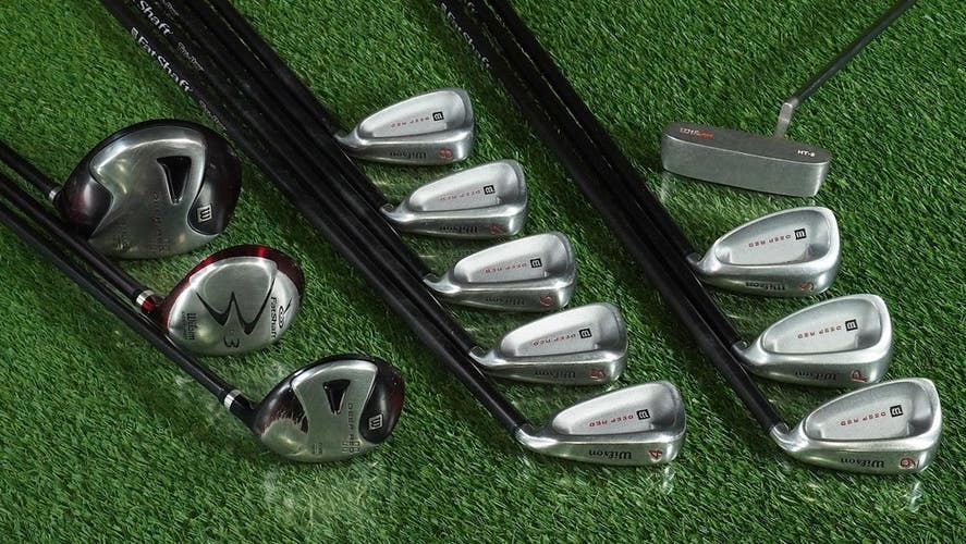 WILSON DEEP RED GOLF SET 12pc. LADIES WOMEN'S PROLITE+ GRAPHITE RH ~ PINK GRIPS
