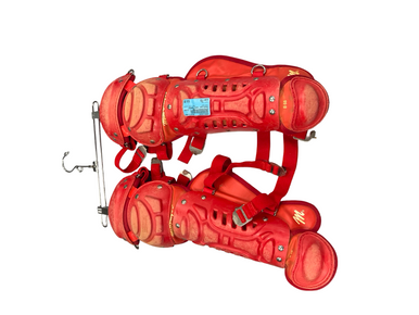 Used MacGregor SHIN GUARDS Catchers Leg Guards Red Youth 11682-S000123030