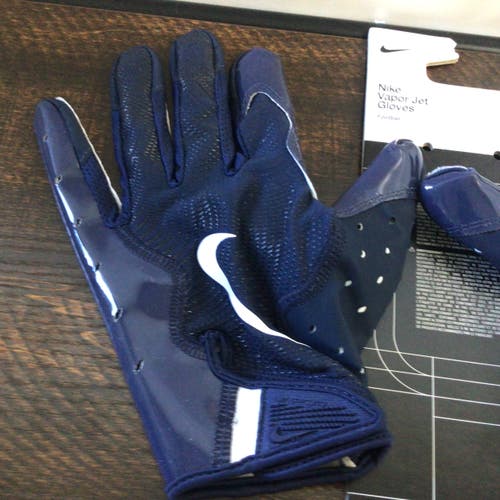 Navy Blue Large Adult Nike Vapor Jet 8.0 Football Gloves (Used)