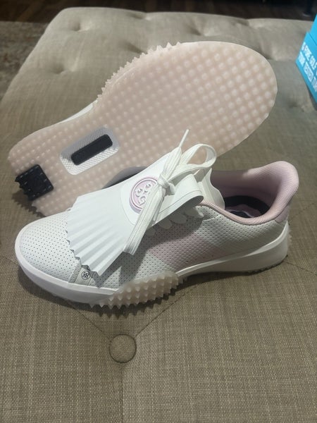 G/Fore Ladies G.112 Perforated Saddle Kiltie Golf Shoe Snow/Blush Size 8.5 NEW