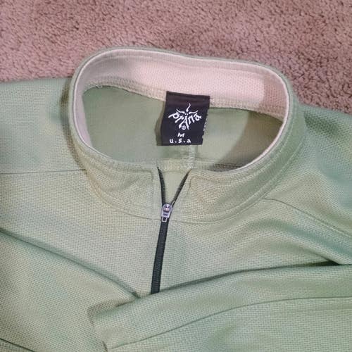 Prana Long Sleeve Shirt Men's Medium  1/4 Zip Outdoor Green Performance Wicks Pullover