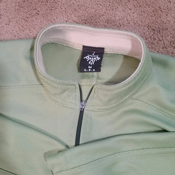 Prana Long Sleeve Shirt Men's Medium 1/4 Zip Outdoor Green Performance Wicks Pullover