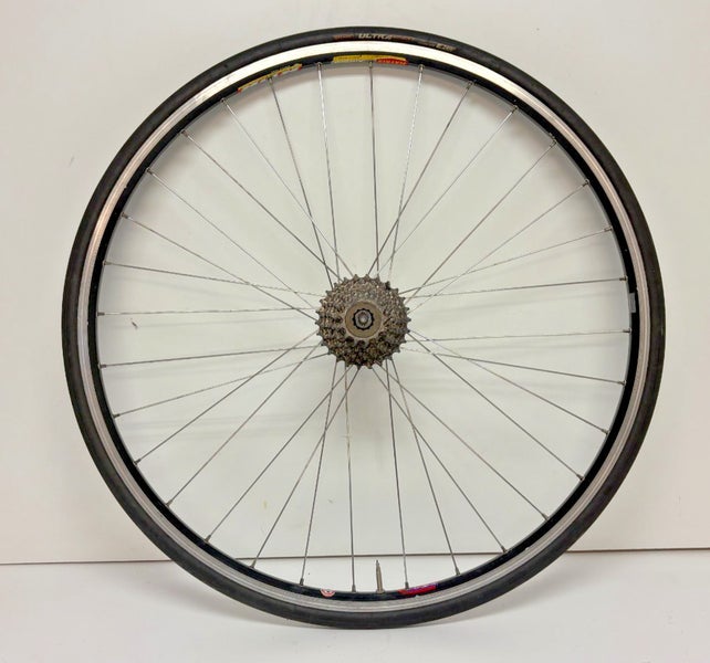 Vintage Trek Matrix Aurora 8-Speed 32-Spoke Black Aluminum 700C Rear Wheel +Tire