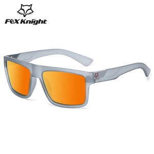 Polarized Fox Knight Sunglasses Rubber Matte Gray Frame Orange Mirror Lens F5