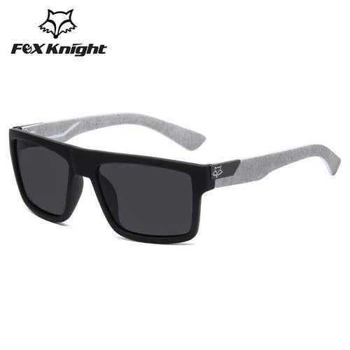 Polarized Fox Knight Sunglasses Rubber Matte Black-Gray Frame Dark Smoke Lens F2