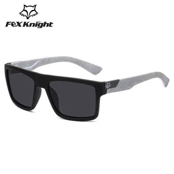 Polarized Fox Knight Sunglasses Rubber Matte Black-Gray Frame Dark Smoke Lens F2