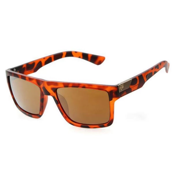 Fox Knight Sunglasses Rubber Matte Tortoise Frame Brown Tinted Lens F8