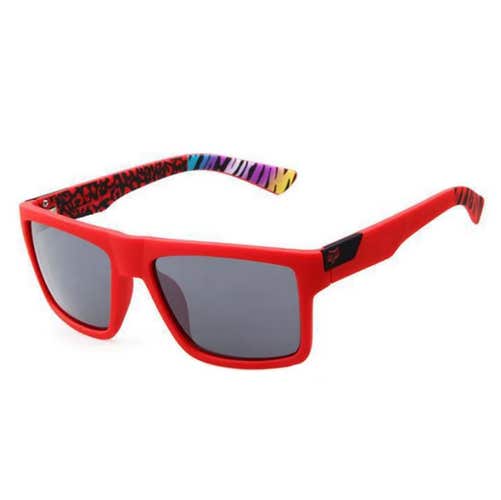 Fox Knight Sunglasses Rubber Matte Red Frame Smoke Tinted Lens F7