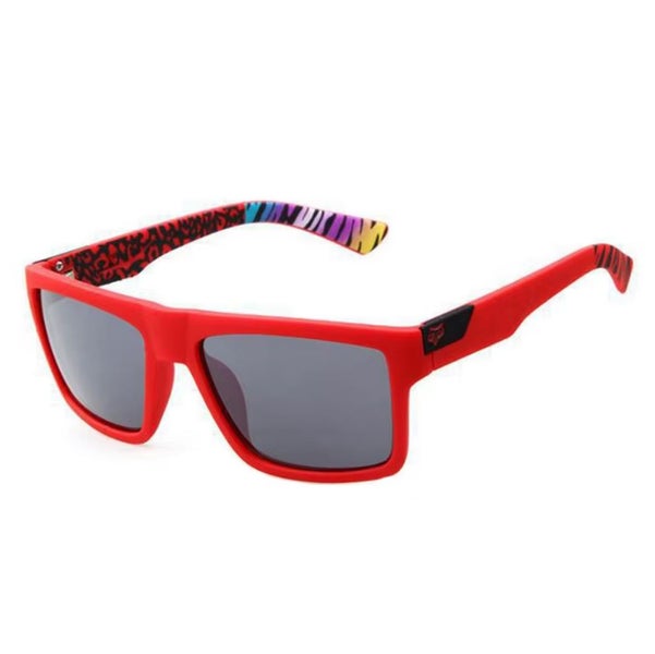 Fox Knight Sunglasses Rubber Matte Red Frame Smoke Tinted Lens F7