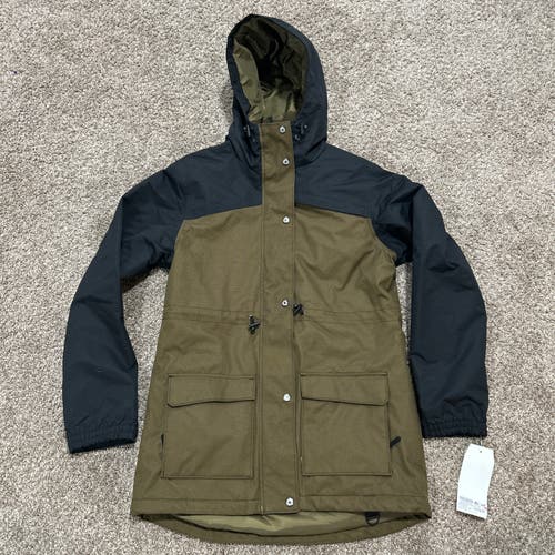 Aperture Break Olive Women's Medium Snowboard Ski Jacket Hooded Waterproof