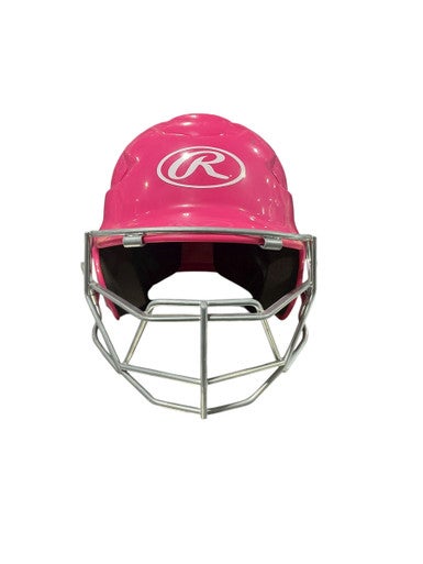Used Rawlings PNK W/ MASK Batting Helmet w/Mask Pink One Size 11834-S000040888