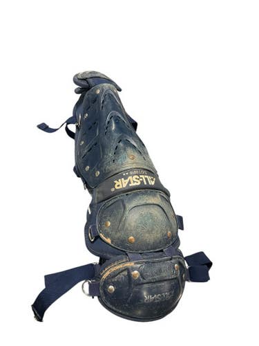 Used All Star SHIN GUARDS Catchers Leg Guards Navy Blue Intermed 11834-S000042306