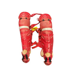 Used All-Star DELTA-FLEX Catchers Leg Guards Red Adult 11834-S000042419