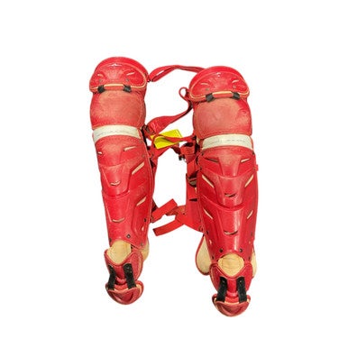 Used All-Star DELTA-FLEX Catchers Leg Guards Red Adult 11834-S000042419