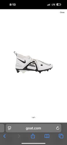 Men's Size 13.0 Nike Alpha Menace Pro 3 Mid Top Molded Cleats White/Black Logo (New - Never Worn)