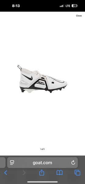 Men's Size 13.0 Nike Alpha Menace Pro 3 Mid Top Molded Cleats White/Black Logo (New - Never Worn)