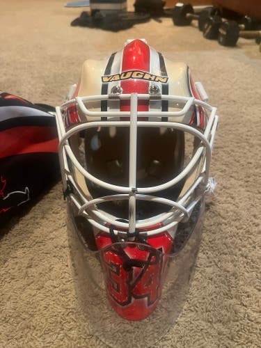 Ohio State Custom Senior Large 2024 Vaughn Pros Choice Goalie Mask Pro Stock