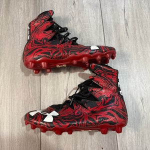 Red Men's Size M 10.0 (W 11.0) Adult Under Armour Highlight High Top Molded Cleats (Used)