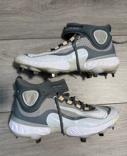 Gray Men's Size M 10.5 (W 11.5) Adult Nike Alpha Huarache Elite High Top Metal (Used)
