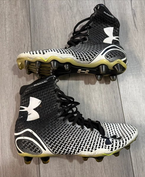 Black Men's Size M 9.0 (W 10.0) Adult Under Armour Highlight High Top Molded Cleats (Used)