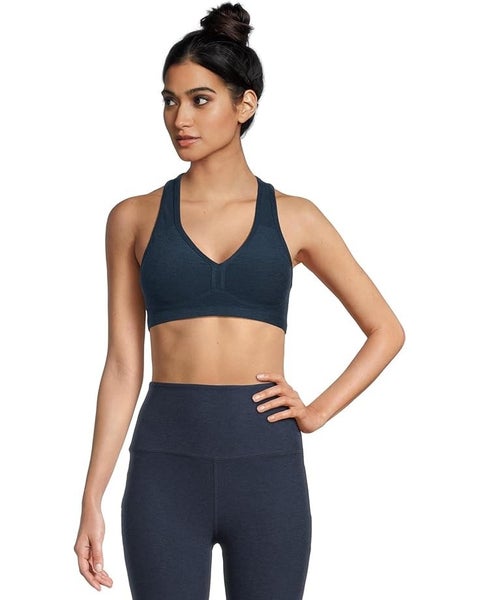 Beyond Yoga Spacedye Women L Nocturnal Navy Stretch Racerback Support Bra TLW523