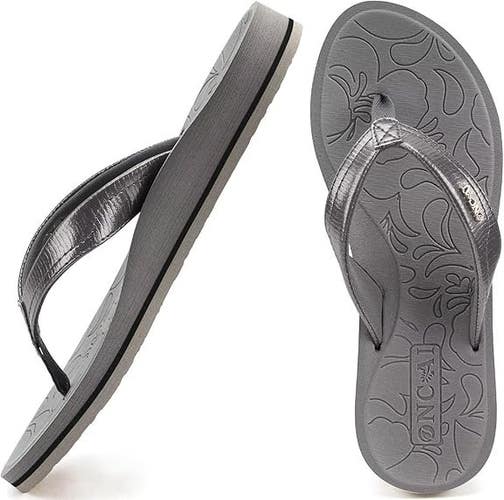 ONCAI Comfortable Flip Flops Women's US 6 Gray Slip On Thong Sandals TLW546