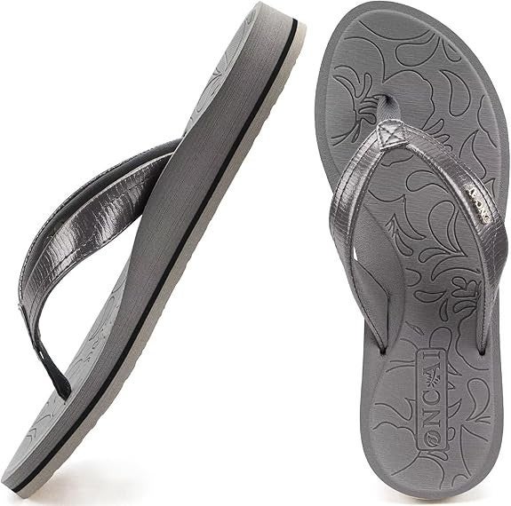ONCAI Comfortable Flip Flops Women's US 6 Gray Slip On Thong Sandals TLW546