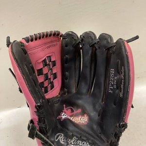 Used Rawlings FP22SB RH Throw Fastpitch Gloves Black And Pink 12" 11725-S000494230