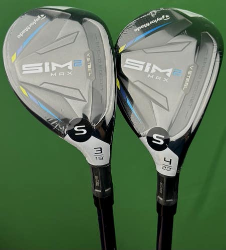TaylorMade SIM2 Max Rescue Hybrid Set 3H - 19*, 4H - 22* Stiff Flex w/ Covers
