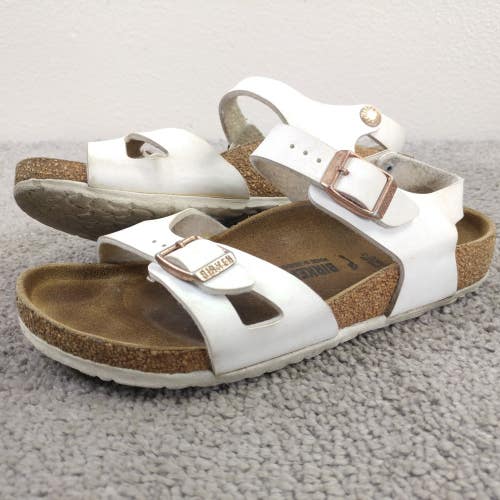 Birkenstock Rio Birko-Flor Girls Size 33 EU Narrow Sandals Kids White Shoes