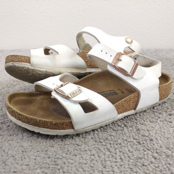 Birkenstock Rio Birko-Flor Girls Size 33 EU Narrow Sandals Kids White Shoes