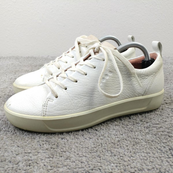 Ecco Soft 8 Lace Up Sneakers Womens Size 5 WIDE Shoes Beige Leather Low Top
