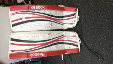 Used Reebok 14K SR Goalie Leg Pads Senior Red 34" 11339-S000195098