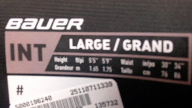 Used Bauer PANTS Intermediate Pant Black LG 11339-S000196240