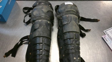 Used Rawlings SHINS Catchers Leg Guards Black Adult 11339-S000194950