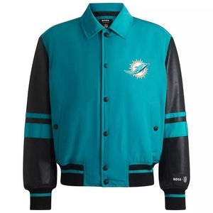Miami Dolphins X Hugo Boss X NFL Cutback Bomber Jacket Faux Leather M NWT $645