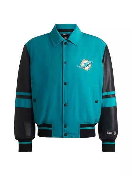 Miami Dolphins X Hugo Boss X NFL Cutback Bomber Jacket Faux Leather M NWT $645