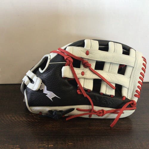 RH Miken Player Series Slow Pitch Softball Glove 15" Black Gray Red (New)