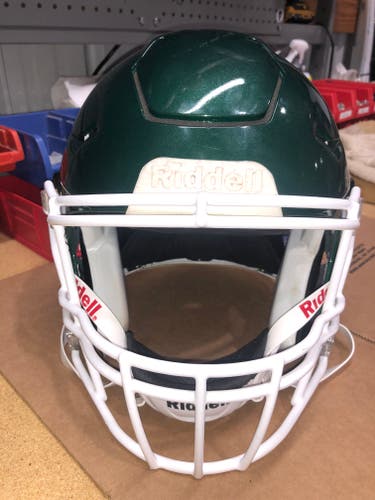 USED RIDDELL FLEX ADULT HELMET - LARGE - FOREST GREEN METALLIC