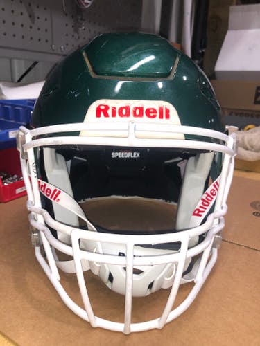 USED RIDDELL FLEX ADULT HELMET - LARGE - FOREST GREEN METALLIC