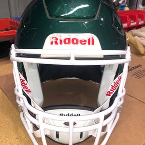 USED RIDDELL FLEX ADULT HELMET - LARGE - FOREST GREEN METALLIC
