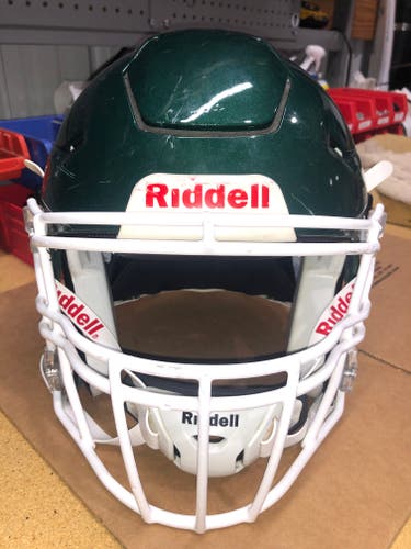USED RIDDELL FLEX ADULT HELMET - LARGE - FOREST GREEN METALLIC