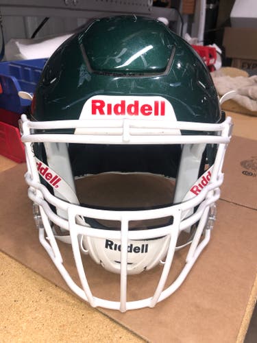 USED RIDDELL FLEX ADULT HELMET - MEDIUM - FOREST GREEN METALLIC