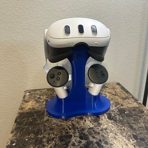Custom 3D-Printed VR Headset & Controller Stand – Blue