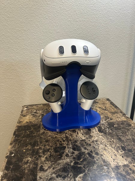 Custom 3D-Printed VR Headset & Controller Stand – Blue
