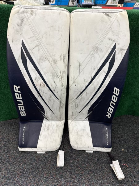 Navy & White Bauer Vapor Hyperlite 2 Goalie Leg Pads (Used) | Senior Small (33+)