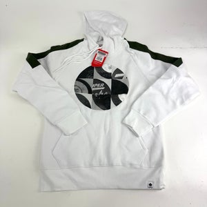 New CCM White Nostalgia Pucks Pullover Hoodie | Senior S | #191520333249