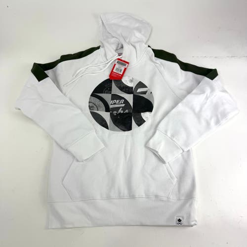 New CCM White Nostalgia Pucks Pullover Hoodie | Senior S | #191520333249