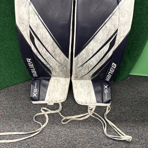 White & Navy Bauer Vapor X5 Pro Goalie Leg Pads (Used) | Senior XS (32+)