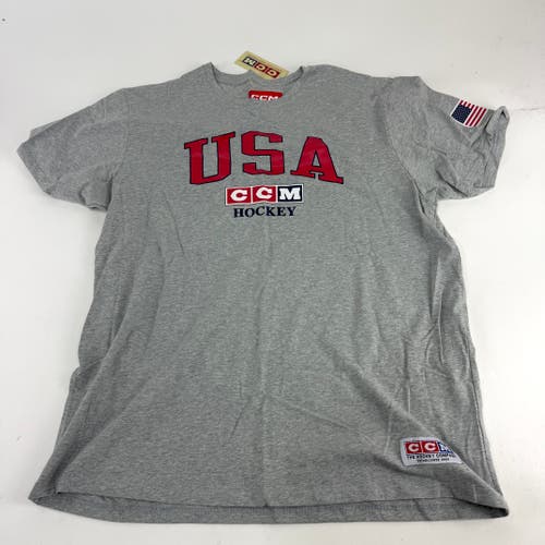 New CCM Athletic Grey USA Short Sleeve Tee | Senior XXL | #191520698836